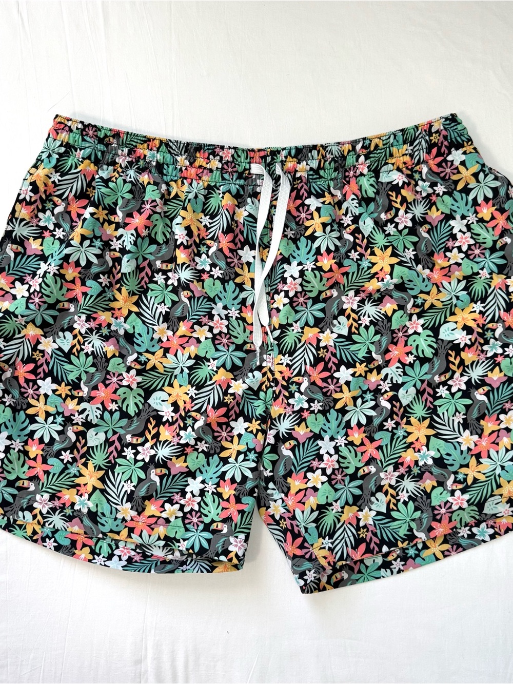 Chubbies The Bloomerangs Swim Trunks Shorts XXL Black Floral 5.5” Lined Beach $7